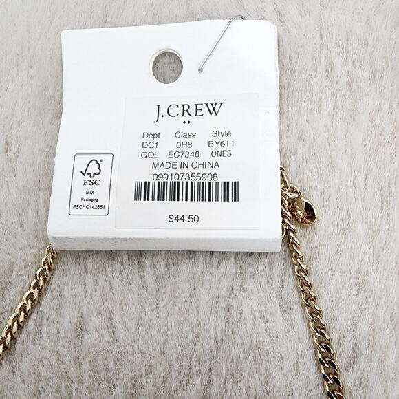 NEW J. Crew Hammered Gold T-Bar Pendant Necklace Double Strand - Picture 7 of 8